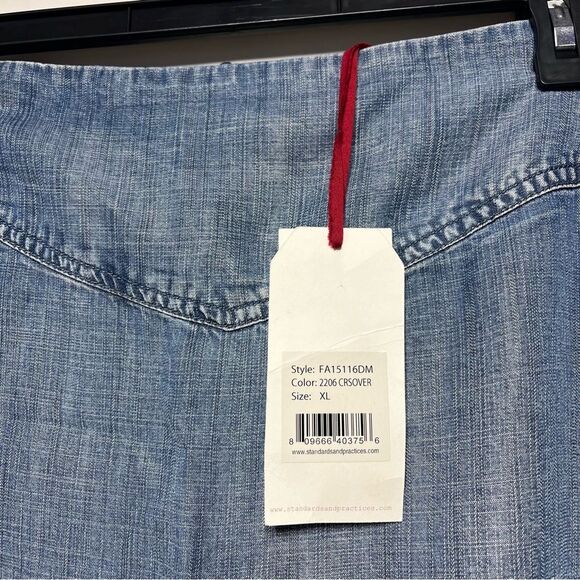 Standards and Practices Alexa Light Wash Indigo Tencel Drawstring Hem Skirt NWT - Picture 5 of 8